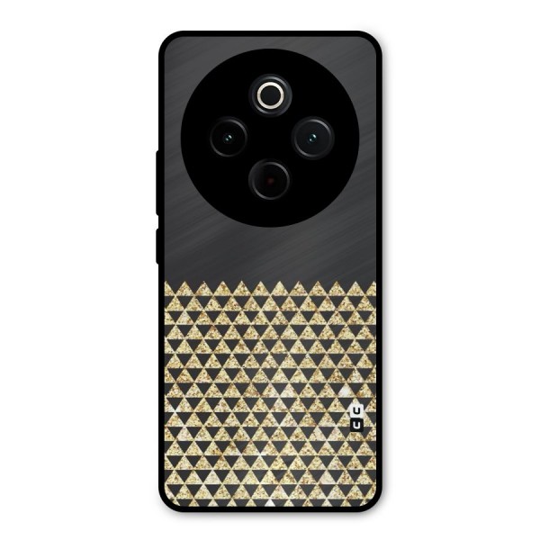 Dark Grey Golden Triangles Metal Back Case for iQOO Z10