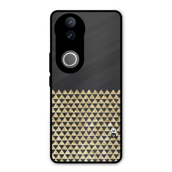 Dark Grey Golden Triangles Metal Back Case for iQOO Z10R