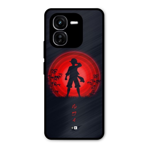Dark Red Luffy Metal Back Case for iQOO Z9x