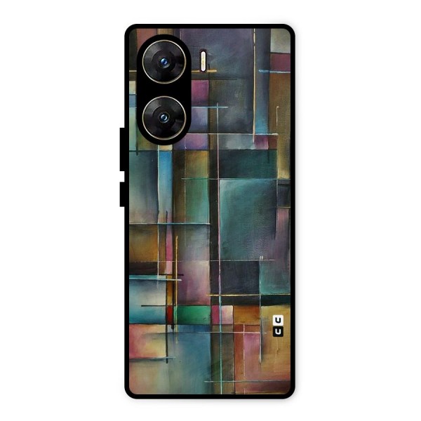 Dark Square Shapes Metal Back Case for Vivo V29e