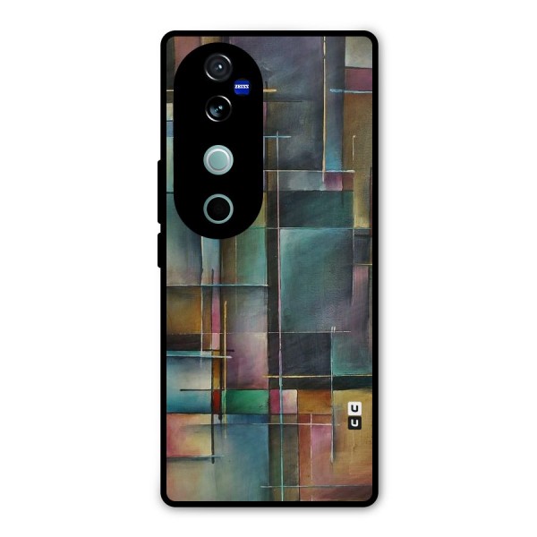 Dark Square Shapes Metal Back Case for Vivo V40