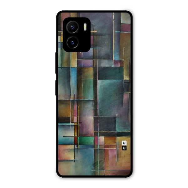 Dark Square Shapes Metal Back Case for Vivo Y15s