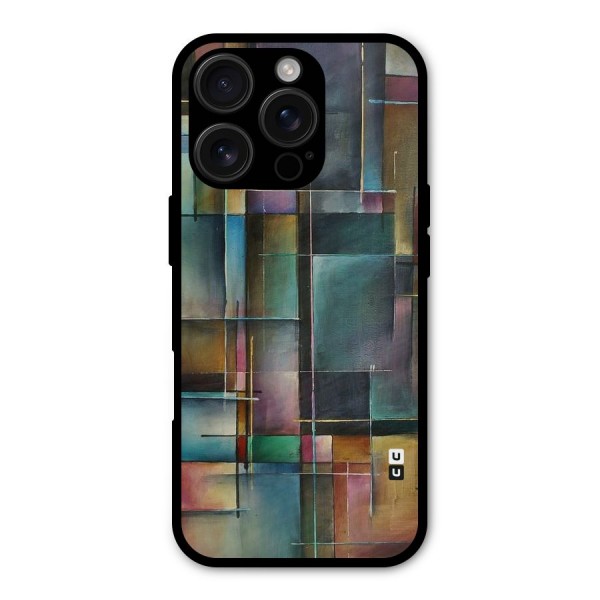Dark Square Shapes Metal Back Case for iPhone 16 Pro