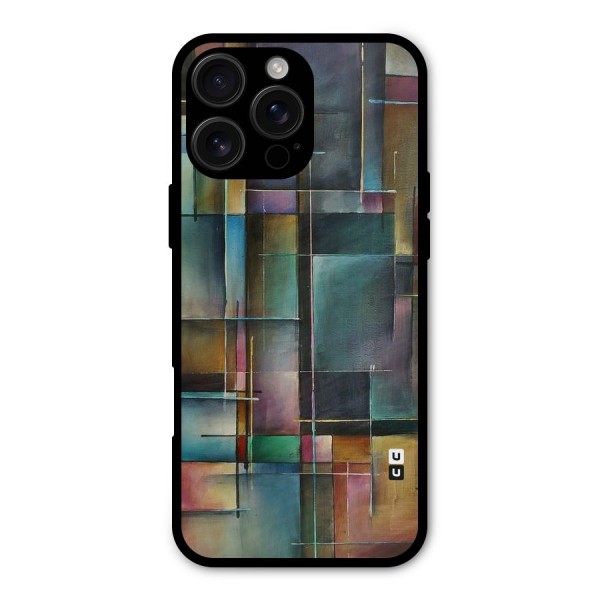 Dark Square Shapes Metal Back Case for iPhone 16 Pro Max