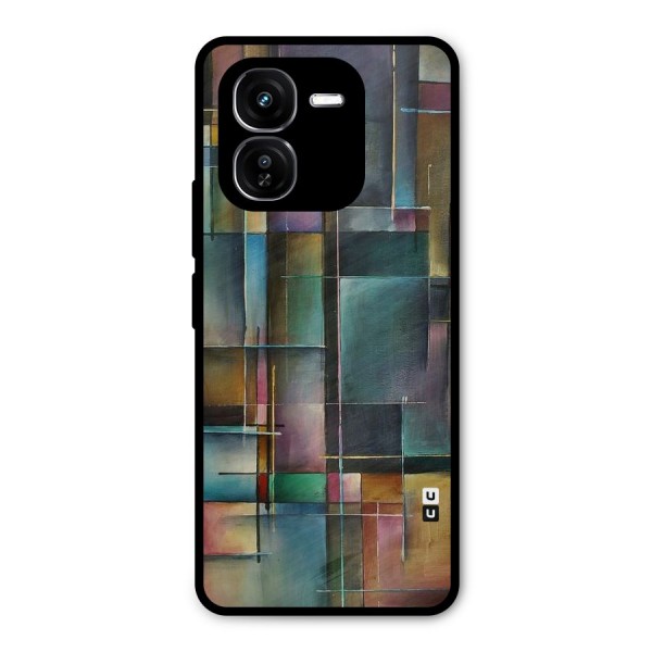 Dark Square Shapes Metal Back Case for iQOO Z9x