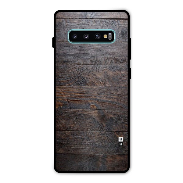 Dark Wood Printed Metal Back Case for Galaxy S10 Plus