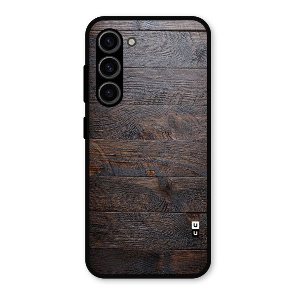 Dark Wood Printed Metal Back Case for Galaxy S23