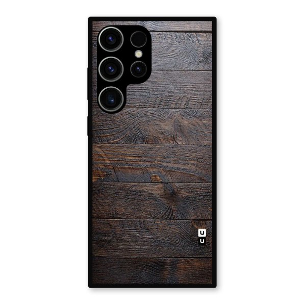 Dark Wood Printed Metal Back Case for Galaxy S23 Ultra
