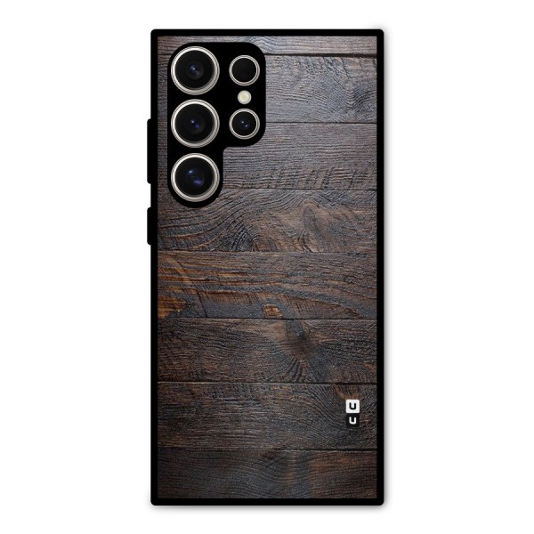 Dark Wood Printed Metal Back Case for Galaxy S24 Ultra