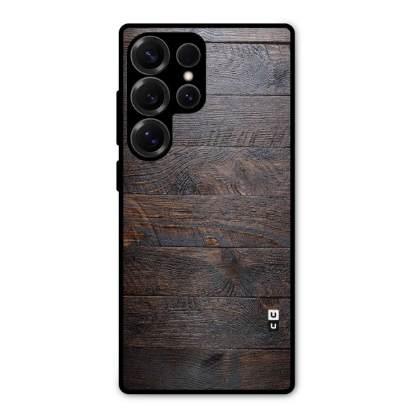 Dark Wood Printed Metal Back Case for Galaxy S25 Ultra