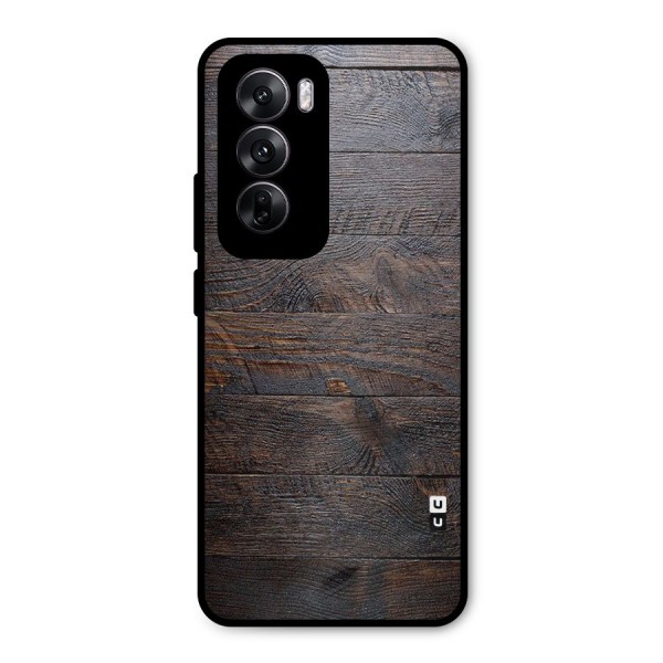 Dark Wood Printed Metal Back Case for Oppo Reno12