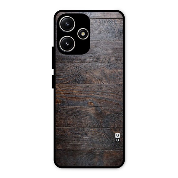 Dark Wood Printed Metal Back Case for Redmi 12 5G