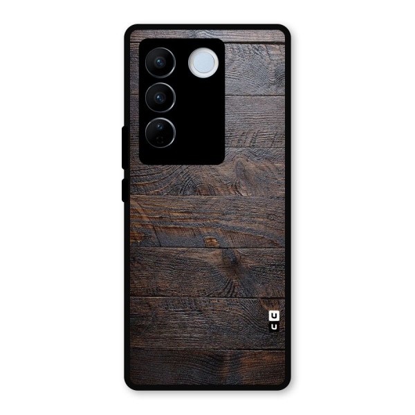 Dark Wood Printed Metal Back Case for Vivo V27 Pro