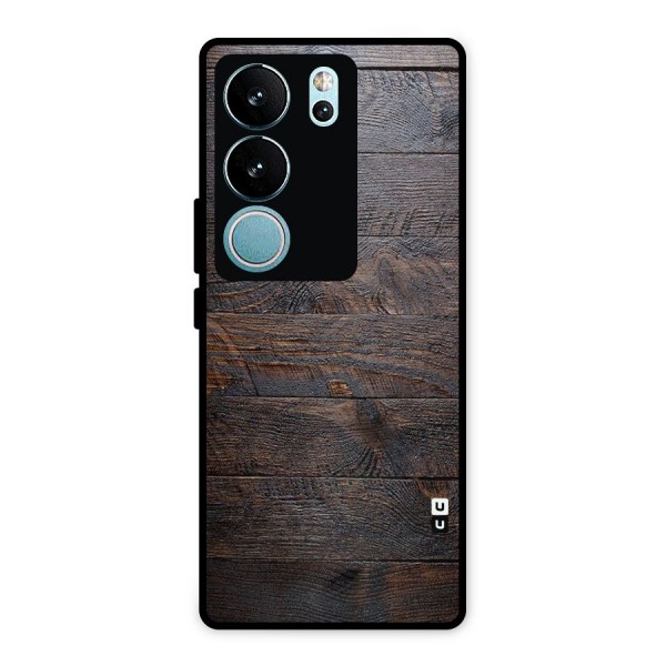 Dark Wood Printed Metal Back Case for Vivo V29 Pro