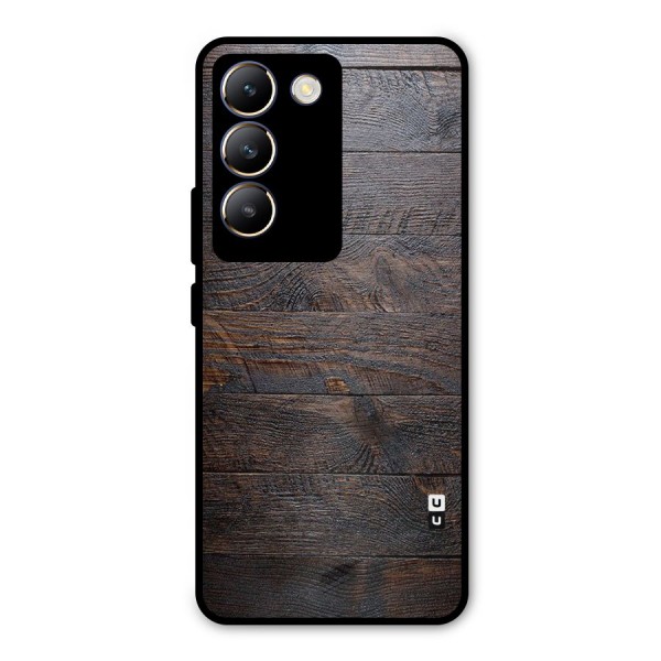 Dark Wood Printed Metal Back Case for Vivo Y200e