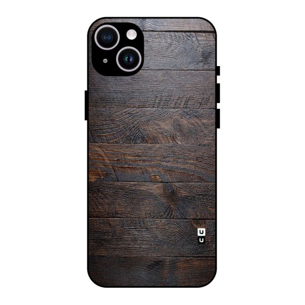 Dark Wood Printed Metal Back Case for iPhone 14 Plus