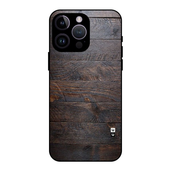 Dark Wood Printed Metal Back Case for iPhone 14 Pro Max