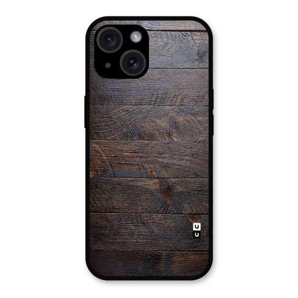Dark Wood Printed Metal Back Case for iPhone 15