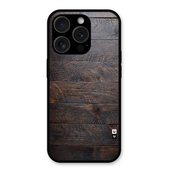 Dark Wood Printed Metal Back Case for iPhone 15 Pro