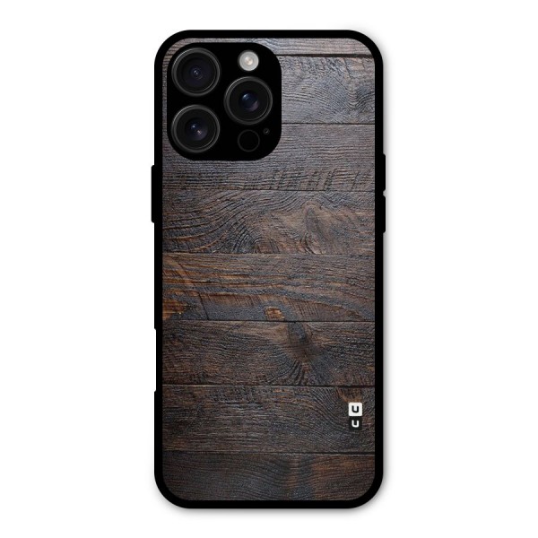 Dark Wood Printed Metal Back Case for iPhone 16 Pro Max