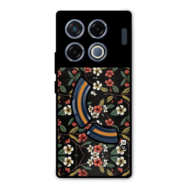 Decorative Florals Pattern Metal Back Case for Infinix GT 20 Pro