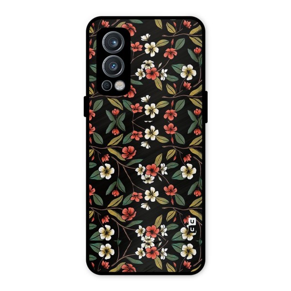 Decorative Florals Pattern Metal Back Case for OnePlus Nord 2 5G