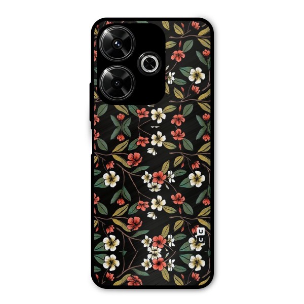 Decorative Florals Pattern Metal Back Case for Poco M6 Plus
