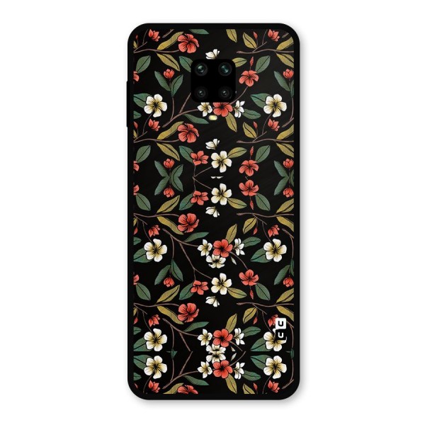 Decorative Florals Pattern Metal Back Case for Redmi Note 9 Pro