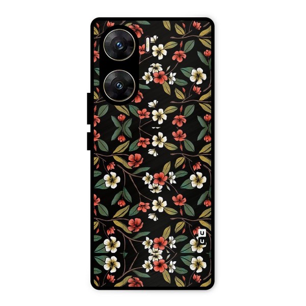 Decorative Florals Pattern Metal Back Case for Vivo V29e