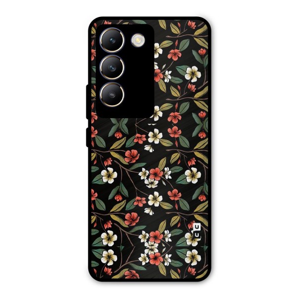 Decorative Florals Pattern Metal Back Case for Vivo Y200e