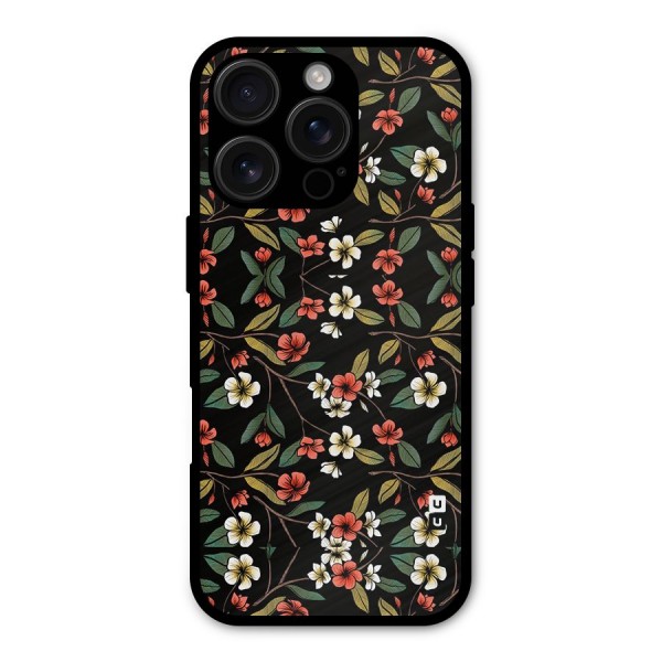 Decorative Florals Pattern Metal Back Case for iPhone 16 Pro