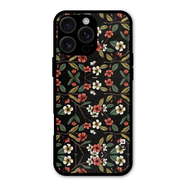 Decorative Florals Pattern Metal Back Case for iPhone 16 Pro Max
