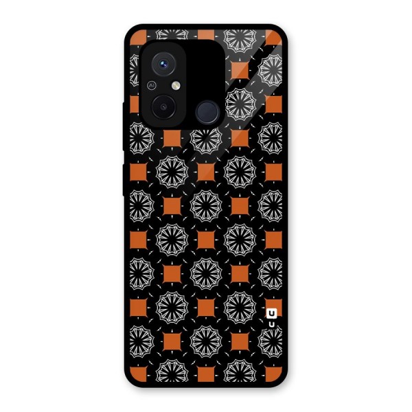 Decorative Wrapping Pattern Glass Back Case for Redmi 12C