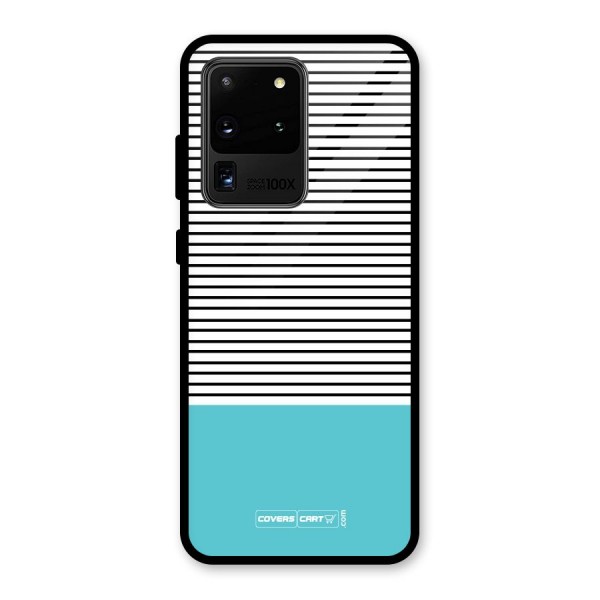 Deep Sky Blue Stripes Glass Back Case for Galaxy S20 Ultra