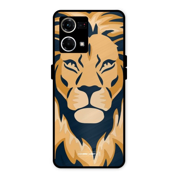 Designer Lion Metal Back Case for Oppo F21 Pro 4G