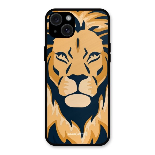 Designer Lion Metal Back Case for iPhone 15 Plus