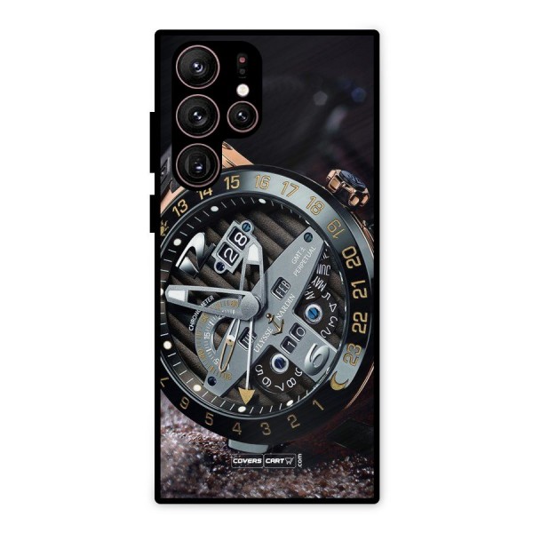 Designer Stylish Watch Metal Back Case for Galaxy S22 Ultra 5G