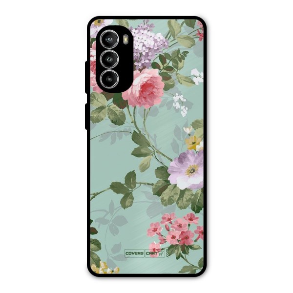 Desinger Floral Metal Back Case for Moto G52