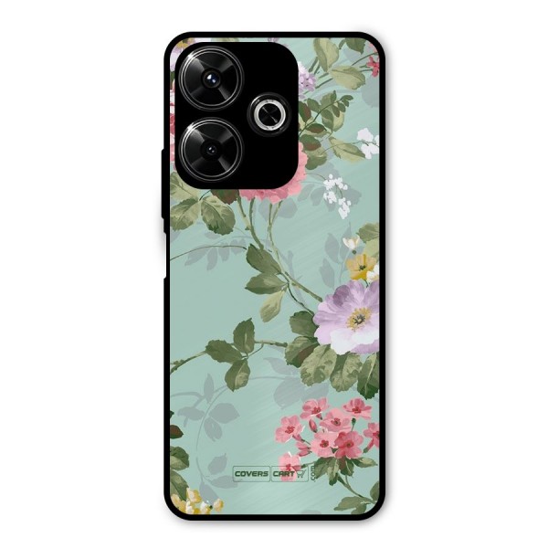 Desinger Floral Metal Back Case for Poco M6 Plus