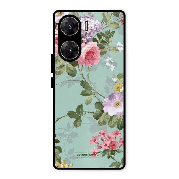 Desinger Floral Metal Back Case for Vivo V29e