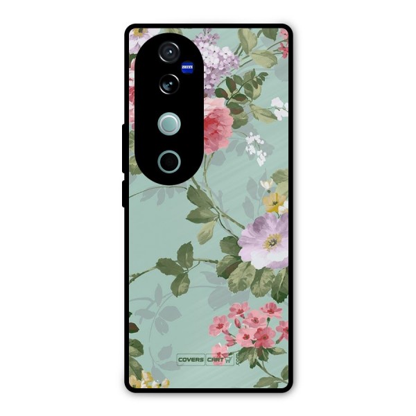 Desinger Floral Metal Back Case for Vivo V40 Pro