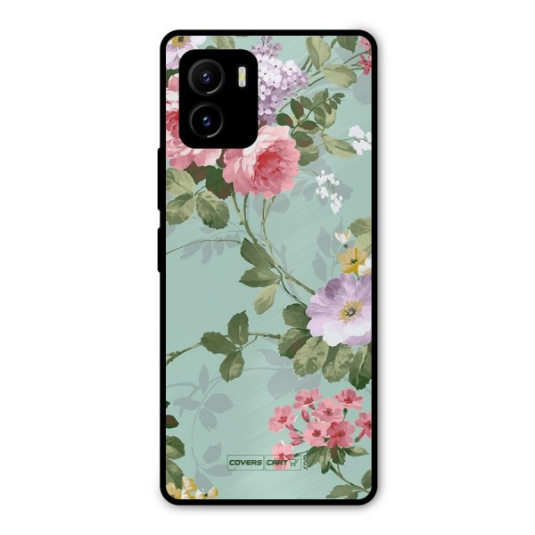 Desinger Floral Metal Back Case for Vivo Y15s