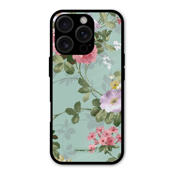 Desinger Floral Metal Back Case for iPhone 16 Pro