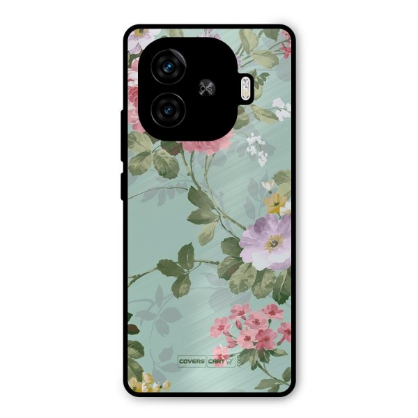 Desinger Floral Metal Back Case for iQOO Z9 Turbo