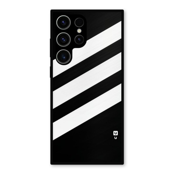 Diagonal Classic Stripes Metal Back Case for Galaxy S23 Ultra