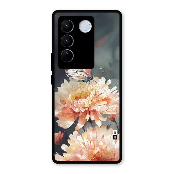 Digital Art Butterfly Flower Metal Back Case for Vivo V27 Pro