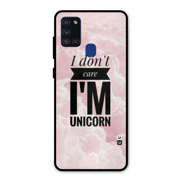 Dont Care Unicorn Metal Back Case for Galaxy A21s