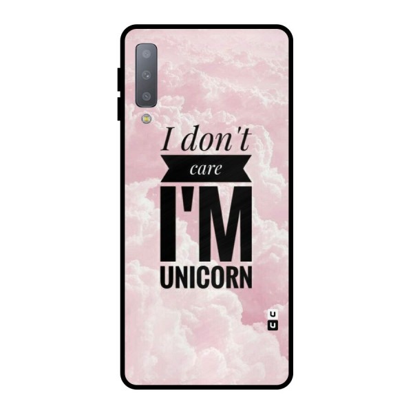 Dont Care Unicorn Metal Back Case for Galaxy A7 (2018)
