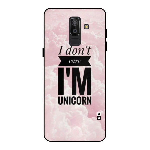 Dont Care Unicorn Metal Back Case for Galaxy J8