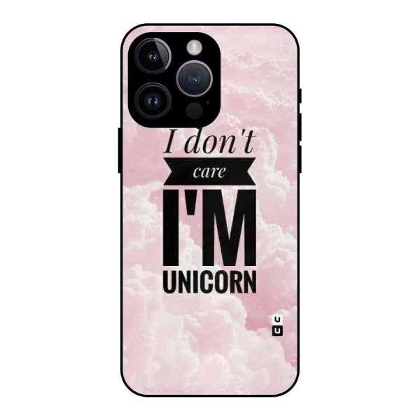 Dont Care Unicorn Metal Back Case for iPhone 14 Pro Max